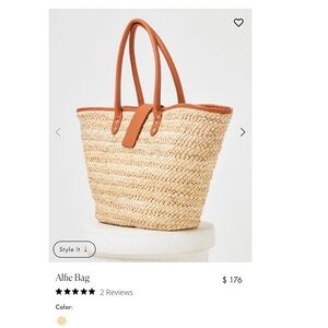 Tan and Cream Woven Tote Bag